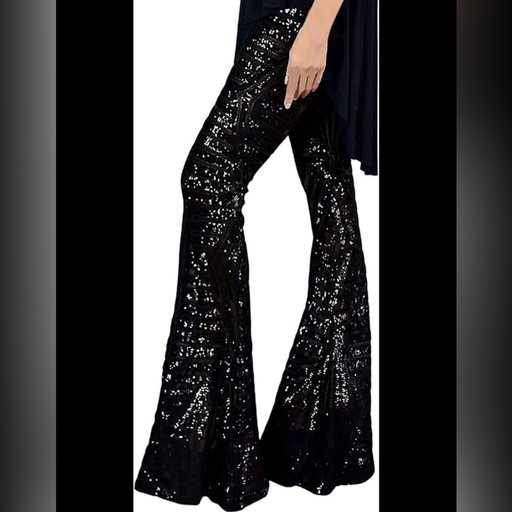 Black Geometric Pattern Disco Pants
